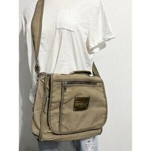 Vintage Diesel Crossbody Messenger Bag Canvas Green Army Utility Cargo Y2K